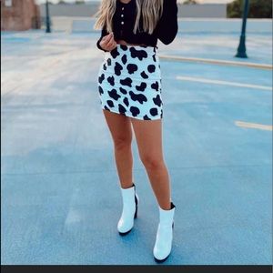 Cow print mini skirt